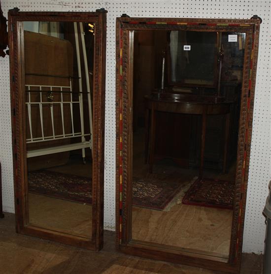 2 Indian hardwood rectangular wall mirrors